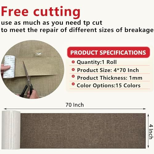 Gheeidau Linen Repair Tape 4x70 Inch Self-Adhesive Couch Patch Repair Fabric - Image 2