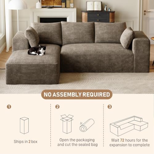 ONEMMLION 107" L-Shaped Cloud Boneless Couch Sofa - Image 6