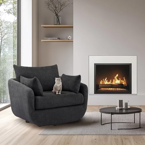 360° Swivel Accent Armchair, 39.3" Oversized, Dark Gray - Image 7