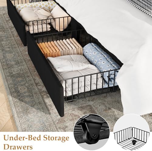 GarveeHome King Bed Frame, Bed Frame Upholstered Platform Bed - Image 7