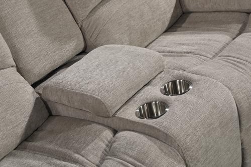Betsy Furniture Soft Microfiber Reclining Sofa Set, Drop Down Table, Cupholder - Image 7