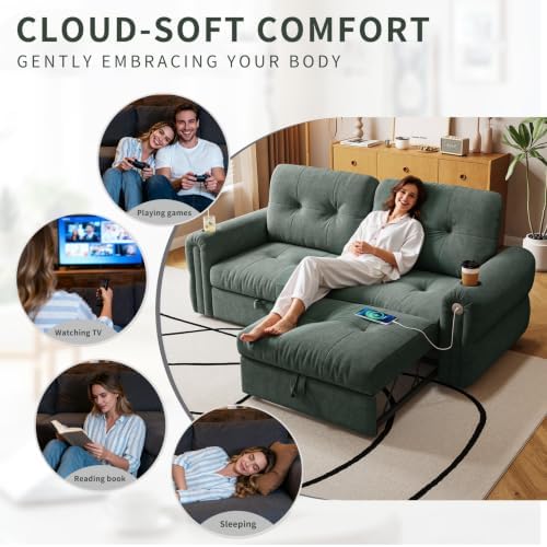73" Queen Size Sofa Bed, Loveseat Sleeper Sofa - Image 5