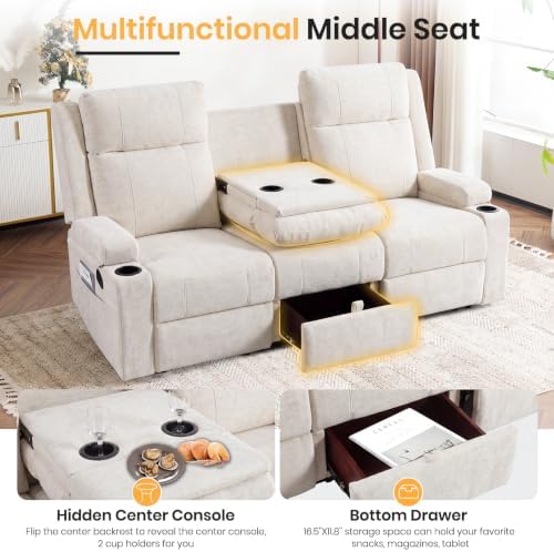 Reclining Sofa Couch, Loveseat 3 Seater Recliner Sofa - Image 4