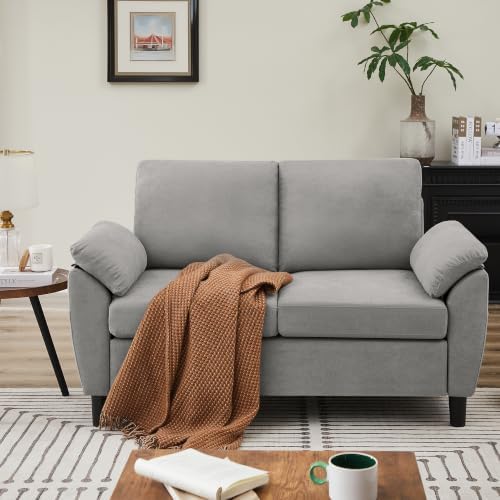 57" Loveseat Sofa, Modern Linen Comfy Love Seat by Chireca
