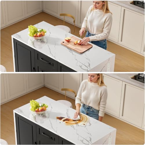 ONBRILL Kitchen Island with 2 Storage Cabinets & 4 Drawers - Image 7