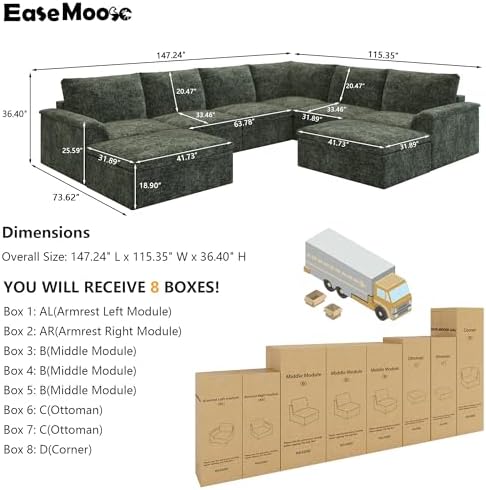 EASE MOOSE Oversized Cloud Boneless Sectional Couch - Image 2