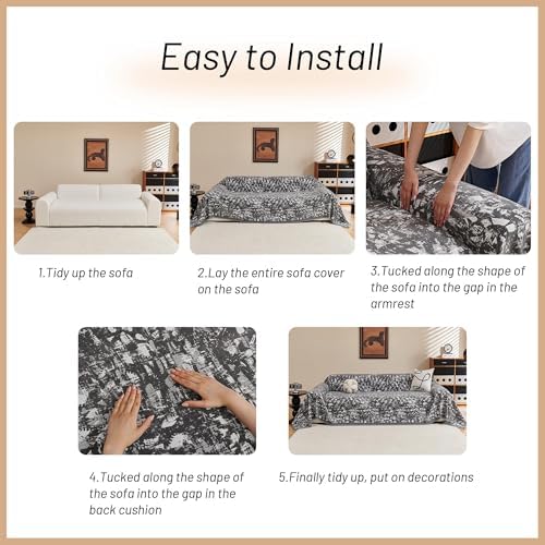 MYSKY HOME Couch Covers for 3 Cushion Couch Sofa, Chenille L Shape Sectional - Image 5