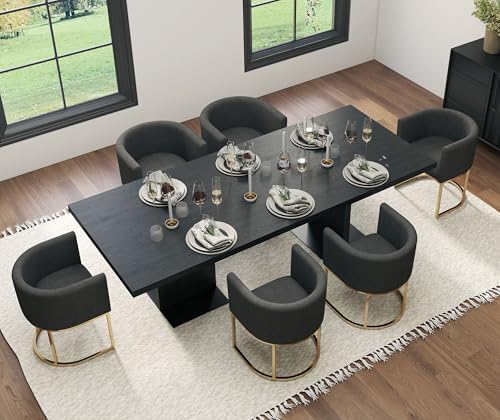 HNY Mid Century Modern Upholstered Barrel Dining Chairs - Image 6
