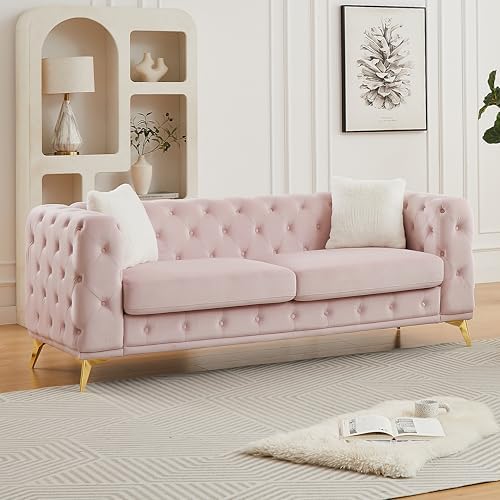 KEIKI 83" Luxury Oversized Velvet Chesterfield Sofa - Image 3