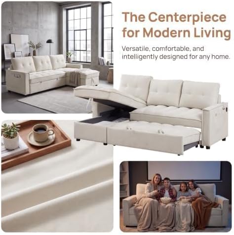 71" L Shaped Queen Pull Out Sofa Bed - Image 7