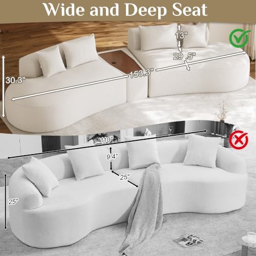 154" Oversized Sectional Sofa for Living Room, Modern Luxury Plush Chenille - Image 4