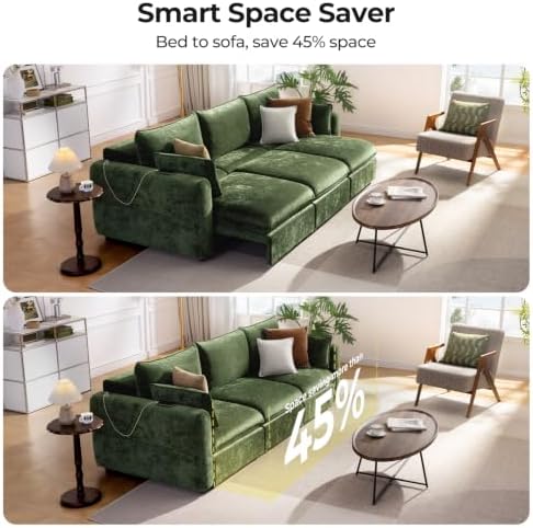 103" Electric Pull Out Sleeper Sofa Bed, 2in1 Power Extendable Couch Bed - Image 6