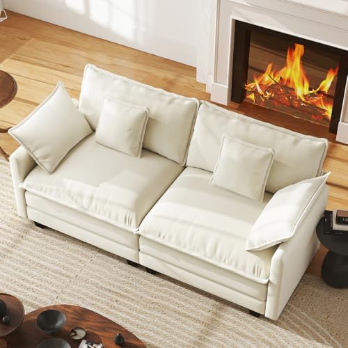 WorthFurni 77" Cloud Sofa Loveseat, Comfy Sectional Couch, 2-Seater Chenille by WorthFurni