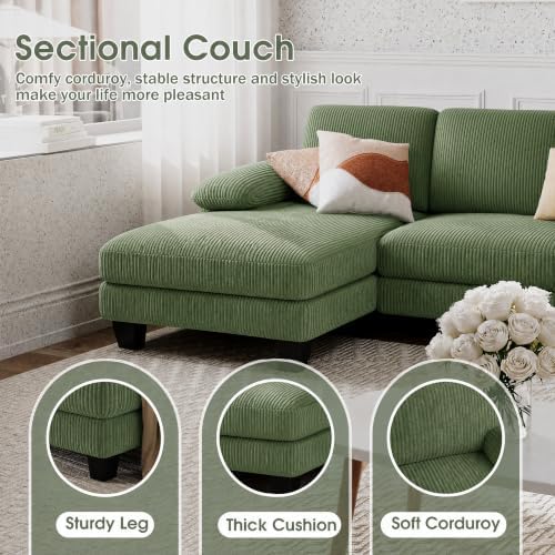 Furniwell U-Shaped Convertible Sectional Sofa Couch, Deep Green - Image 3