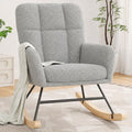 Nursery Rocking Chair Teddy, Upholstered Glider Rocker, Light Grey by AYEASY
