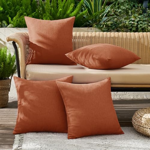 MIULEE Pack of 4 Decorative Outdoor Throw Pillow Covers Linen Waterproof Pillow - Image 2