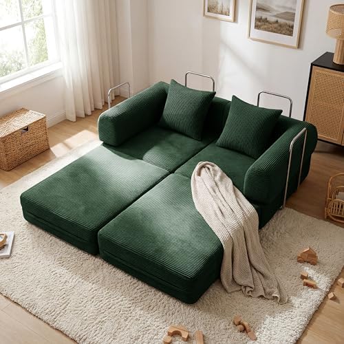 Convertible Compressed Corduroy Folding Cloud Sofa Bed, 5 in 1 Floor Mattress by GORGENIUS