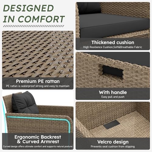 LHBcraft 5 Piece Patio Furniture Set, PE Wicker Outdoor Furniture Set - Image 2