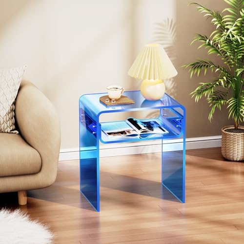 Clear Acrylic End Table 2-Tier Bedside nightstand - Image 5