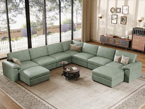 EASE MOOSE Modular Sectional Sofa, U Shaped Leather Sectional Couch by EASEMOOSE