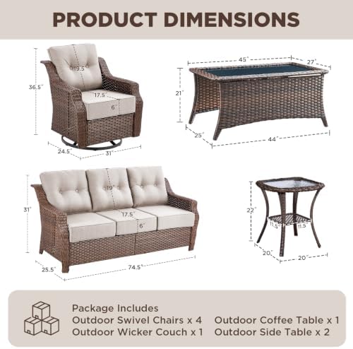 Luxury 8 Pieces Outdoor Patio Furniture Set-All Weather Wicker Outdoor Furniture - Image 2