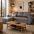 Naomi Home L-Shaped Air Leather Sleeper Sectional Sofa by NaomiHome