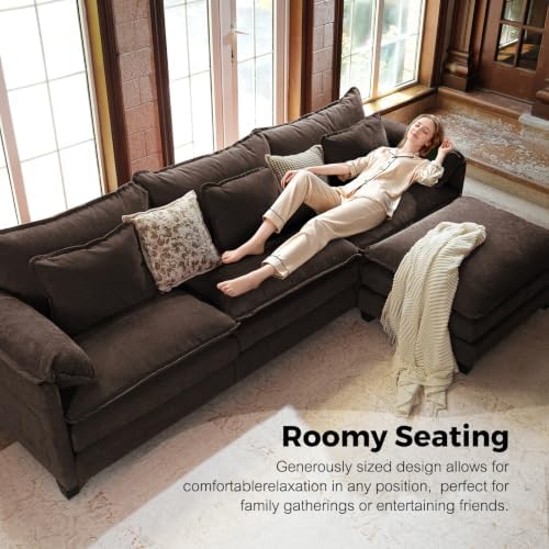 ELUCHANG 150" Oversized Modular Sectional Sofa, Comfy U Shaped Cloud Couch - Image 6