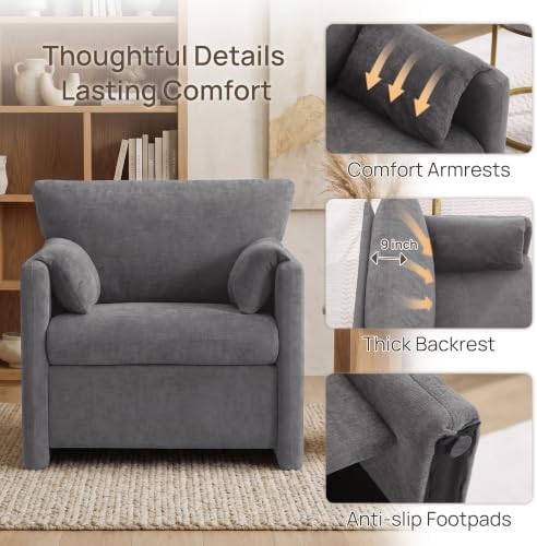 Oversized Accent Chair Set of 2, Comfy Reading Chair - Image 5