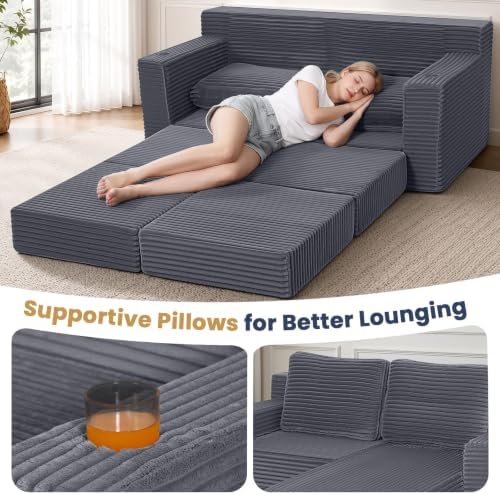 COMAX Futon Sofa Bed, Convertible Sofa Bed, Folding Boneless Couches - Image 7