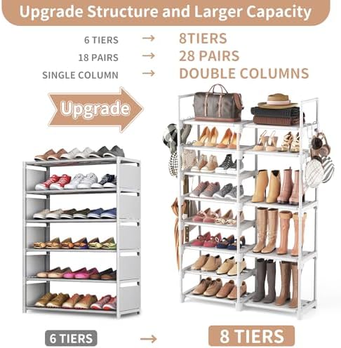 ROJASOP White Shoe Rack, Tall Metal Shoe Rack Organizer - Image 4