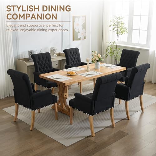 Dining Chair with Arms, Upholstered High Back Dining Room Chairs - Image 7