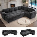 108''Modular Sectional Sleeper Sofa, L Shape Pull Out Sofa Bed by HOMYEDAMIC