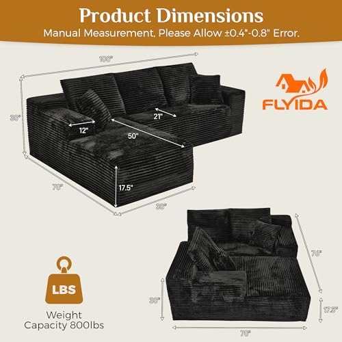 108" Boneless Cloud Sectional Couches - Image 2