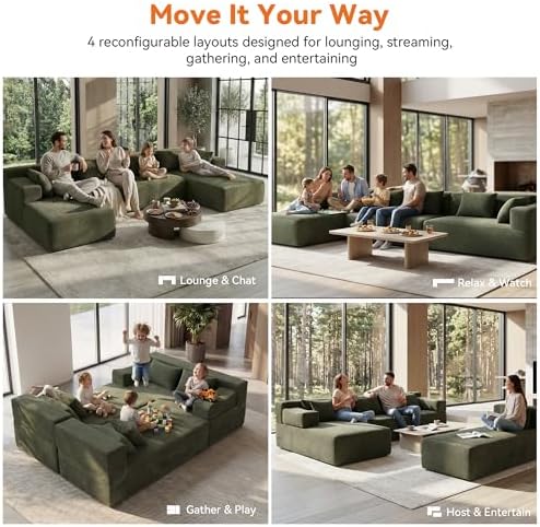 MONVANE 141" U-Shaped Modular Sectional Sofa - Image 4