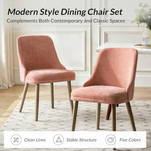 HULALA HOME Dining Chairs Set of 2, Coral Fabric Upholstered Dining Room Chairs - Image 5