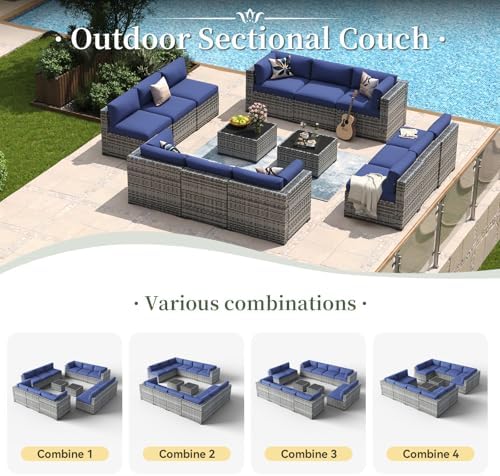 Aoxun 14 Piece Patio Furniture Set Wicker Rattan Patio Conversation Set - Image 5