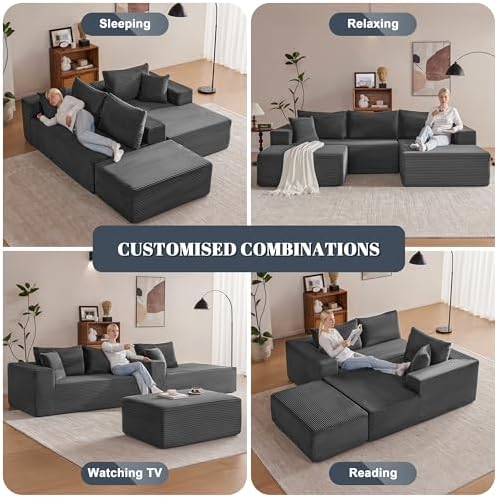 Mangodan 110” Cloud Sectional Couch, Boneless Sofa - Image 4