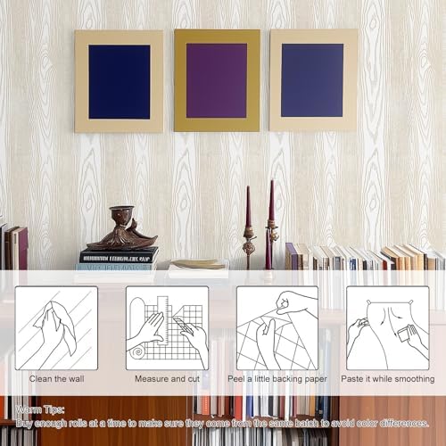 White and Gold Wood Contact Paper 17.3"x400" Peel and Stick Wallpaper - Image 3