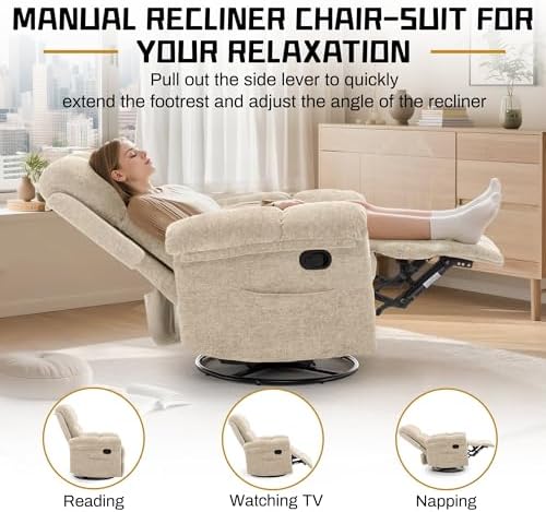 Korser Recliner Chair, Swivel Rocker Recliner Chair - Image 4