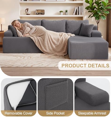 Hobestluk Boneless Couch Modular Sectional Sofa L-Shape Lounge Cloud Couch - Image 4