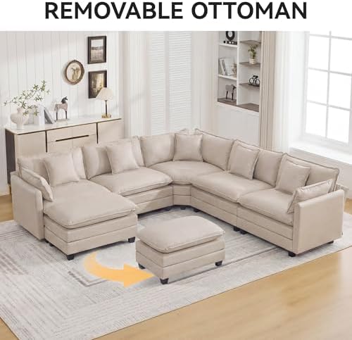 WUTUTUEE 35'' Modern Leather Cloud Sofa Ottoman, Rectangle Ottoman - Image 6