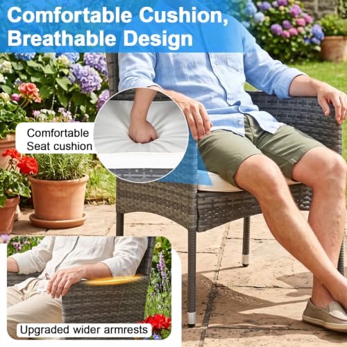FDW 4-Piece Patio Furniture Set | Gray & Khaki | Outdoor Wicker Furniture - Image 4