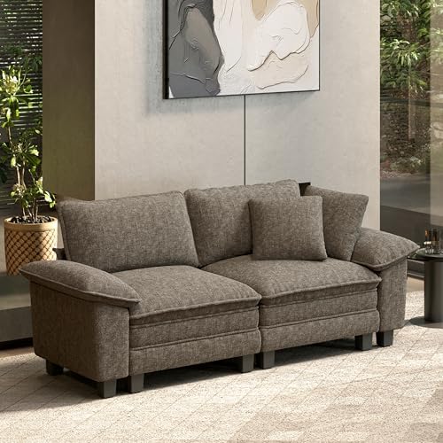 HERA'S HOUSE 88" Oversized Modular Sectional Loveseat Sofa, Chenille Ash by HERASHOUSE