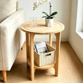 Solid Wood Round Side Table for Living Room by NOVOYOWFURNITURE