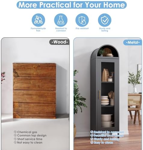 METAN Narrow Metal Arched Display Cabinet - Image 3
