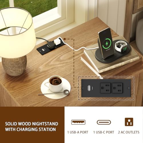 IKENO Solid Wood Nightstand - Image 4