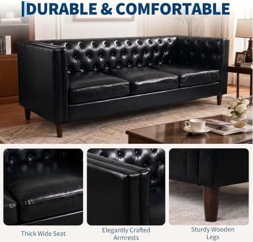GarveeTech 81" PU Leather Sofa for Living Room, Modern 3-Seat Couch - Image 6