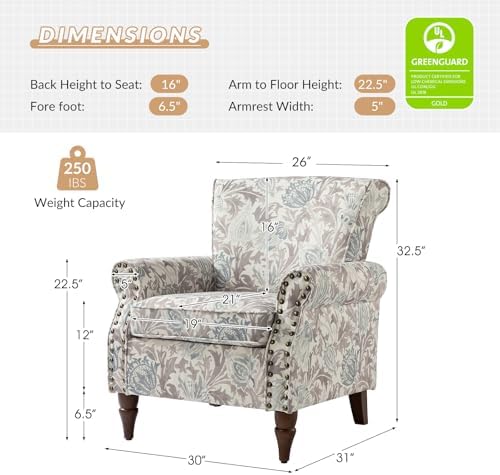 HULALA HOME Traditional Floral Accent Chair - Image 2