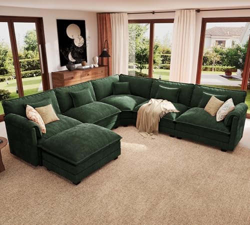 ELUCHANG 114" Oversized V Shaped Modular Sectional Sofa Couch, Comfy Cloud Couch by ELUCHANG