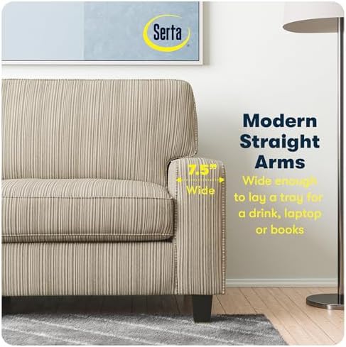 Serta Palisades 78" Track Arm Sofa, Easy Care Polyester, Soft Pillow Back - Image 6